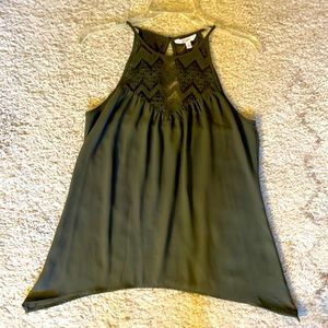 SOLD! Candie’s Army Green sleeveless blouse with lace topper